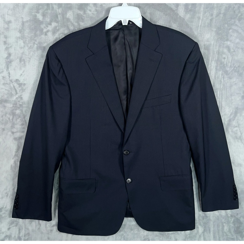 Canali Silver Label Suit Jacket Mens 42R US 52 IT Navy Blue Blazer Check Italy